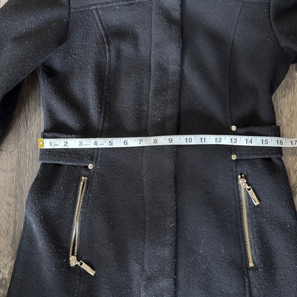 DETAILS INT Black Lined Trench Coat Gold Toned Buttons and Zipper Size XSmall - Picture 11 of 16